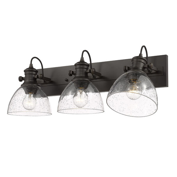 Hines Rubbed Bronze Seeded Glass 25-Inch Three-Light Semi Flush Mount, image 3
